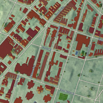 Close-up of the map of Morrisania, New York print showing street and building detail