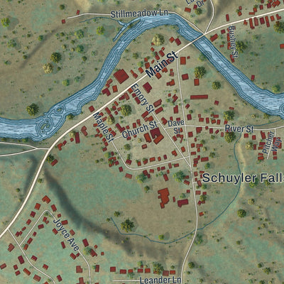 Close-up of the map of Morrisonville, New York print showing street and building detail