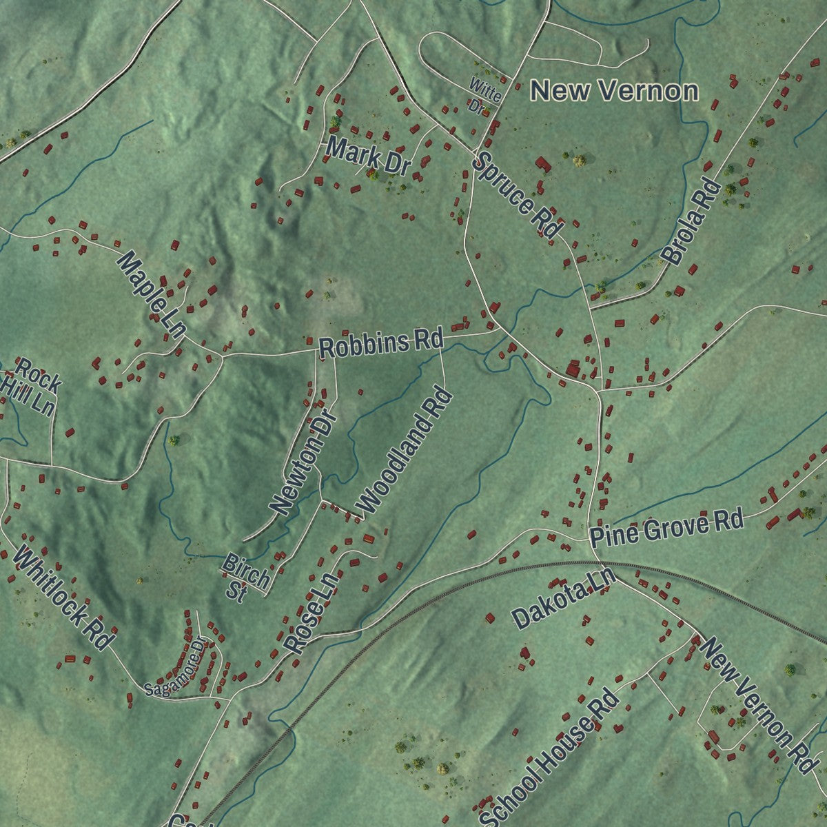 Close-up 2 of the Mount Hope, New York map artwork