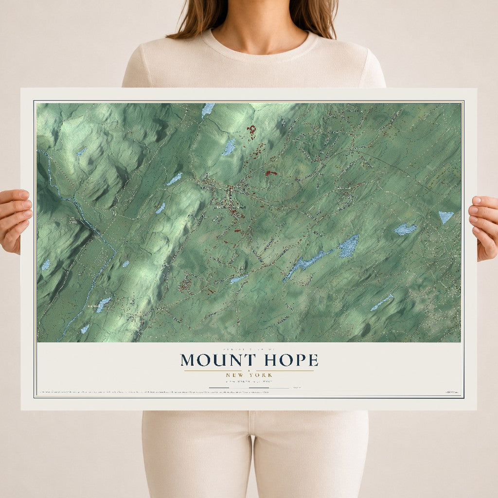 Mount Hope, New York map print, 18" x 24" Archival Matte Print mockup