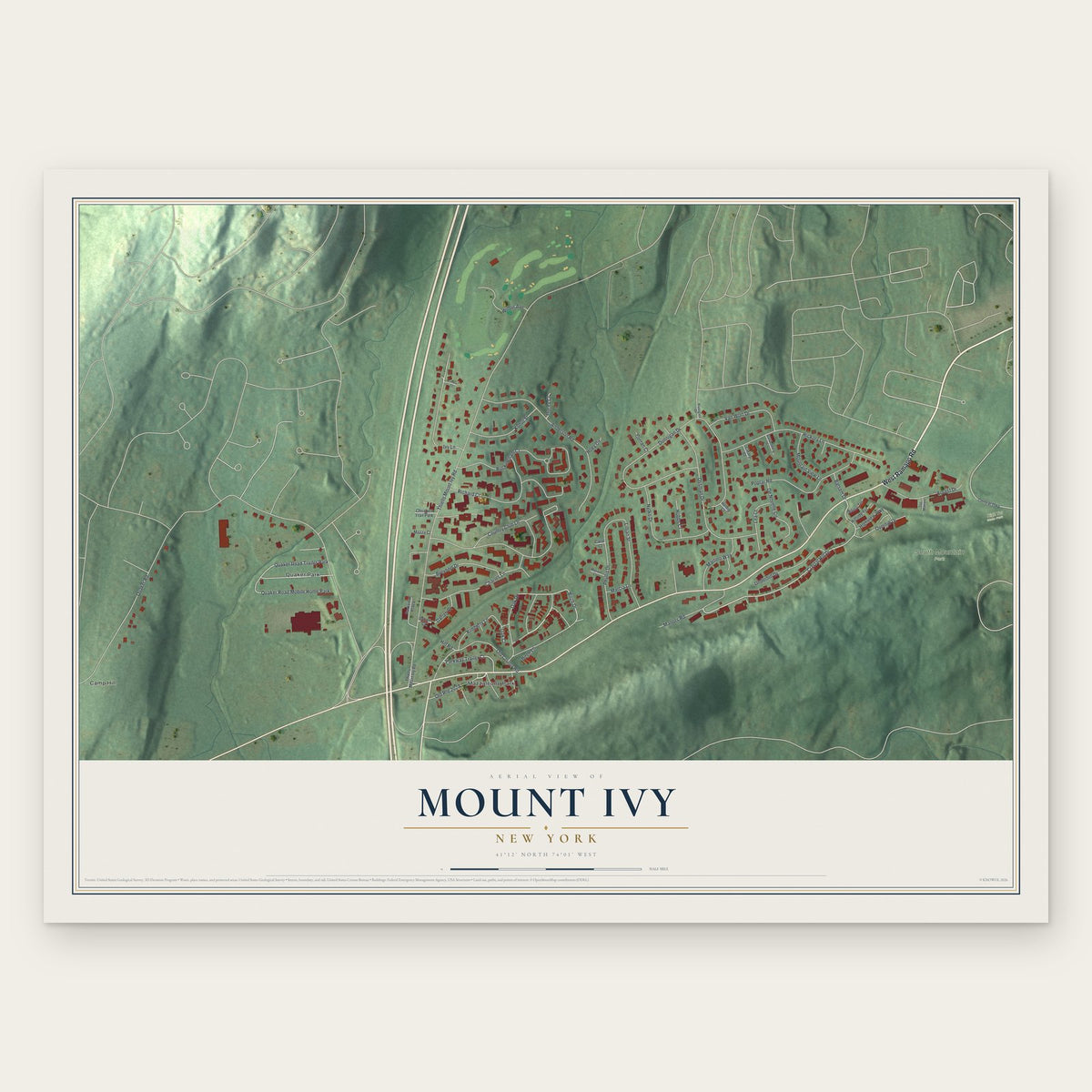 Mount Ivy, New York map print, the full design