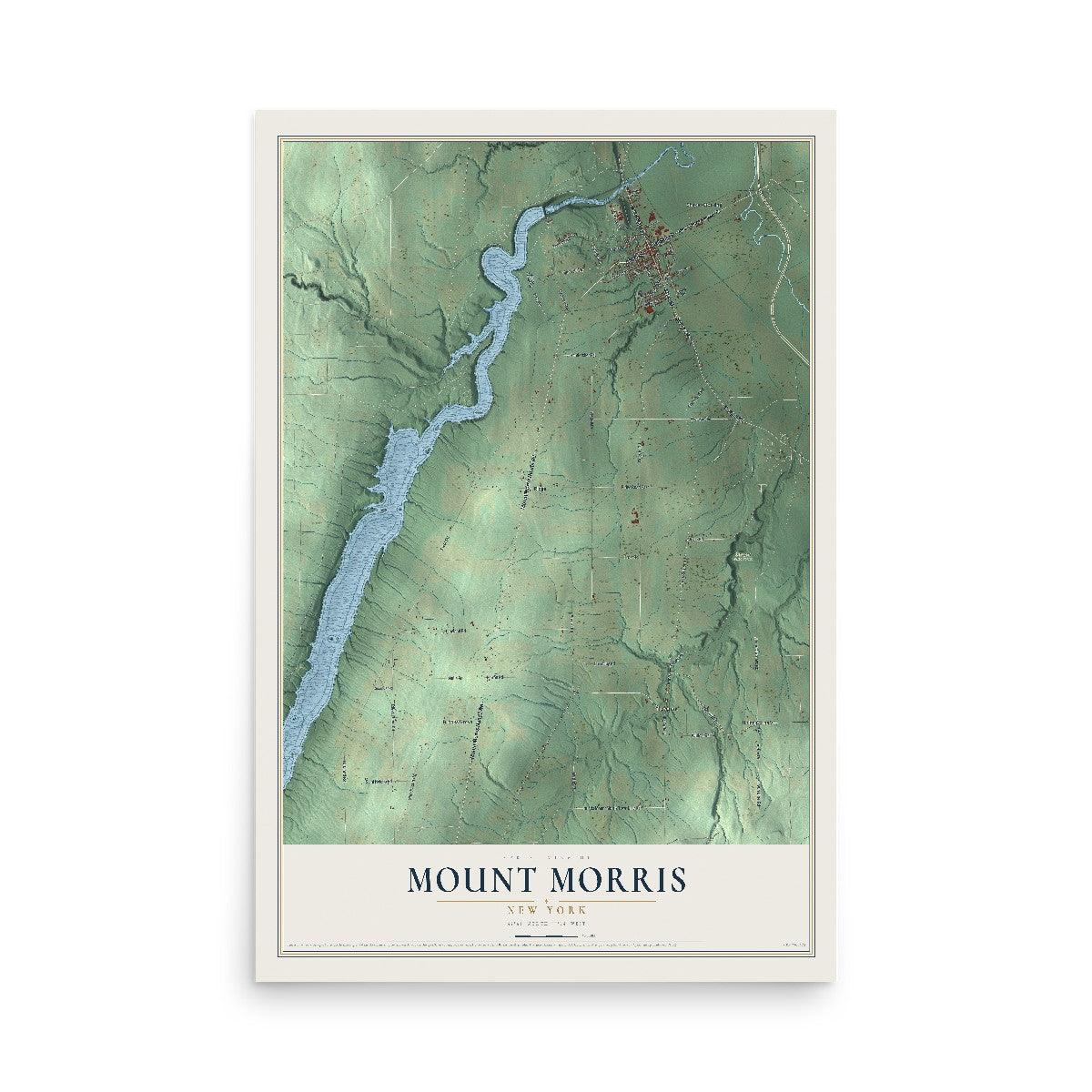 Mount Morris, New York map print, 12" x 18" Archival Matte Print mockup