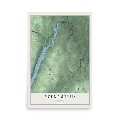 Mount Morris, New York map print, 12" x 18" Archival Matte Print mockup