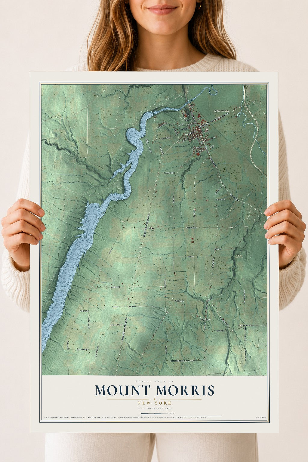 Mount Morris, New York map print, 18" x 24" Archival Matte Print mockup