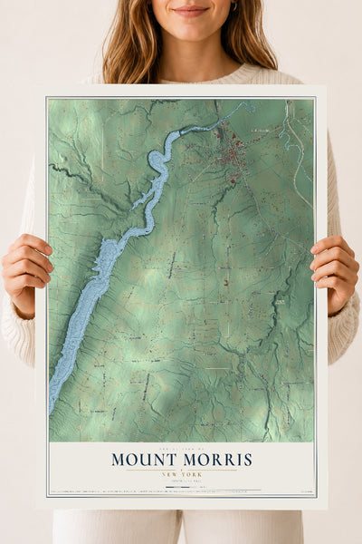 Mount Morris, New York map print, 18" x 24" Archival Matte Print mockup