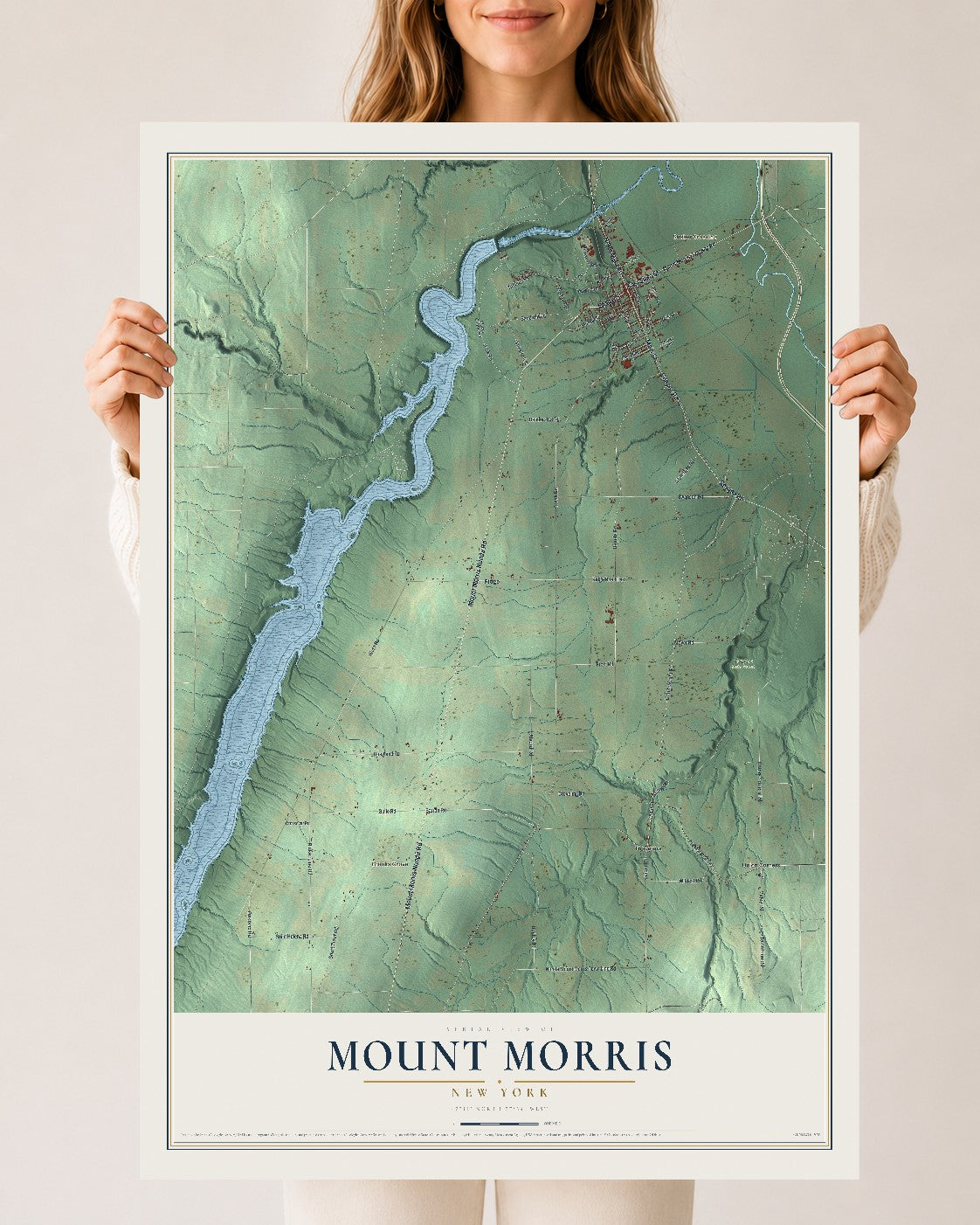 Mount Morris, New York map print, 24" x 36" Archival Matte Print mockup