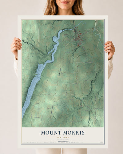 Mount Morris, New York map print, 24" x 36" Archival Matte Print mockup