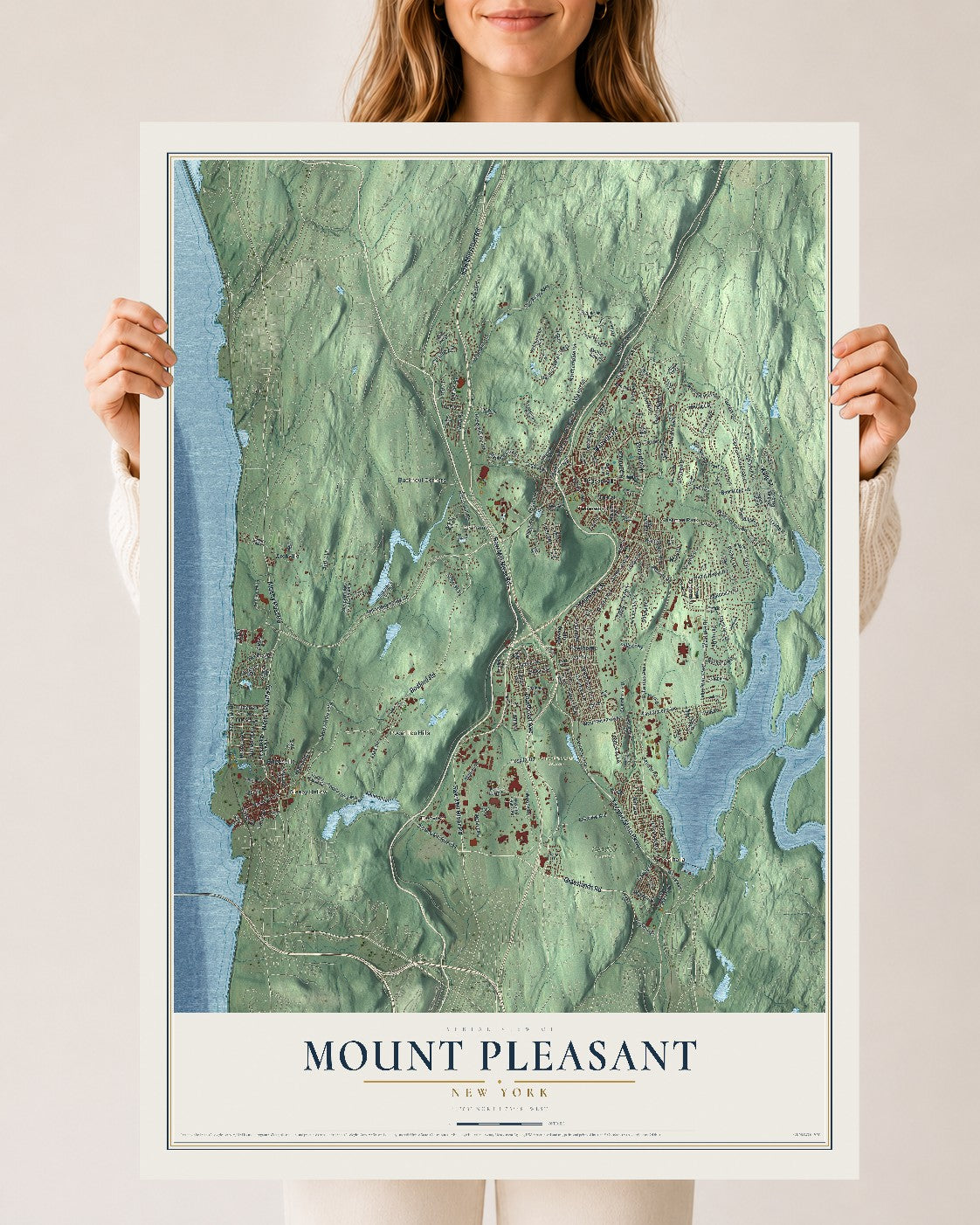 Mount Pleasant, New York map print, 24" x 36" Archival Matte Print mockup