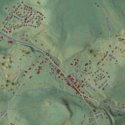 Close-up of the map of Mountain Dale, New York print showing street and building detail