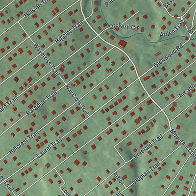 Close-up of the map of Mountain Lodge Park, New York print showing street and building detail