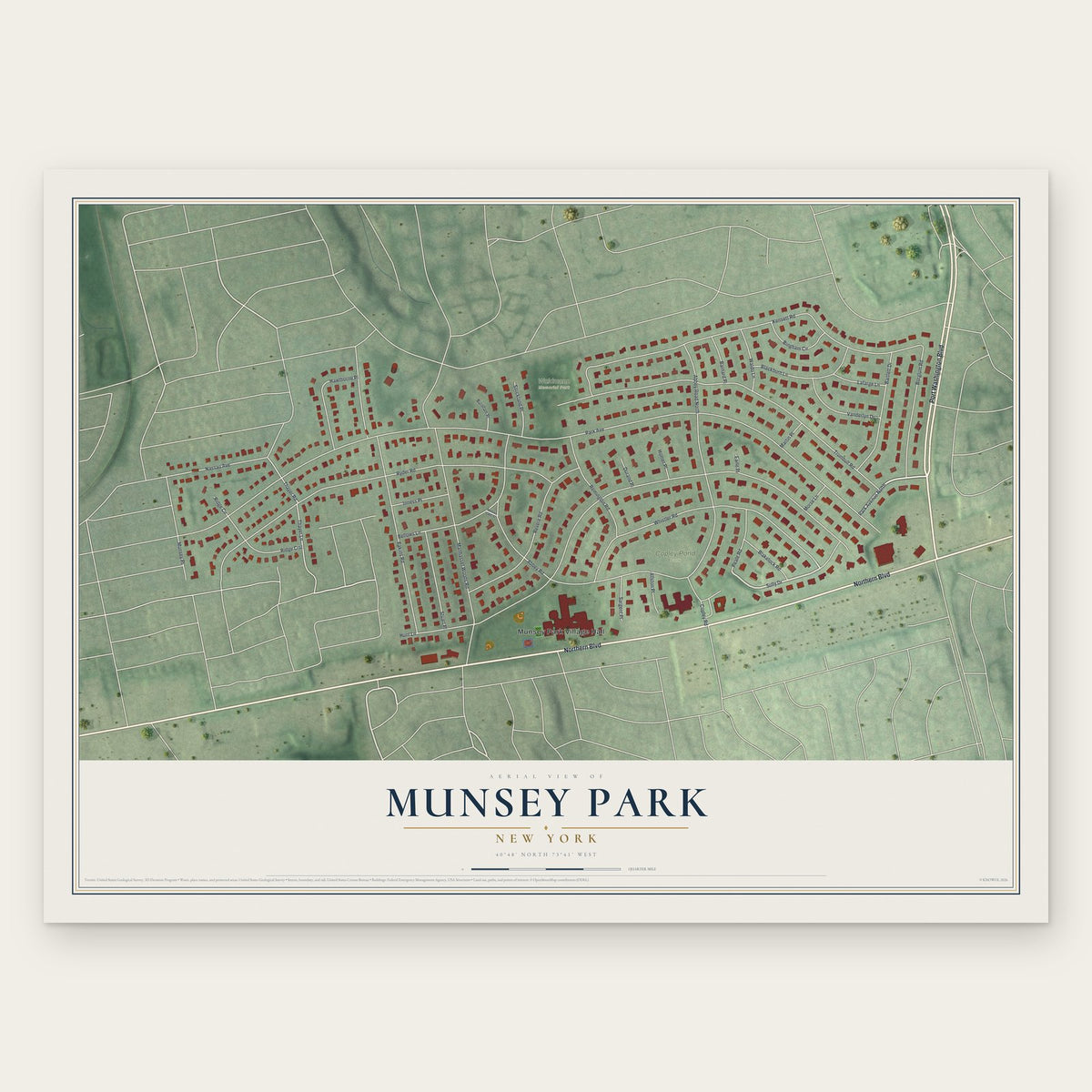 Munsey Park, New York map print, the full design