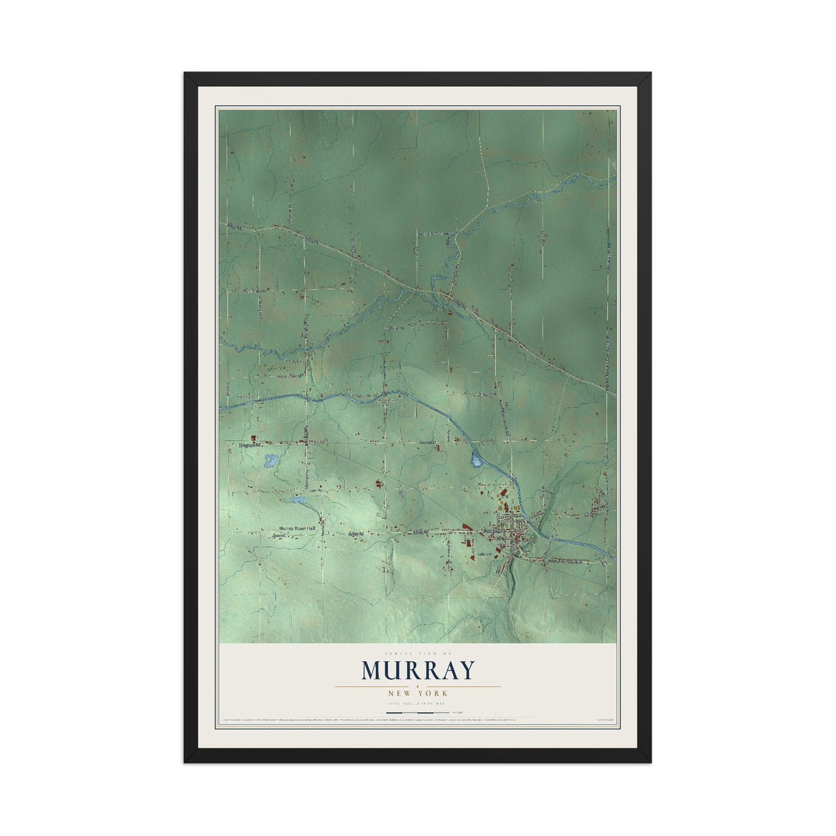 Murray, New York map print, 12" x 18" W/ Black Ayous Wood Frame mockup
