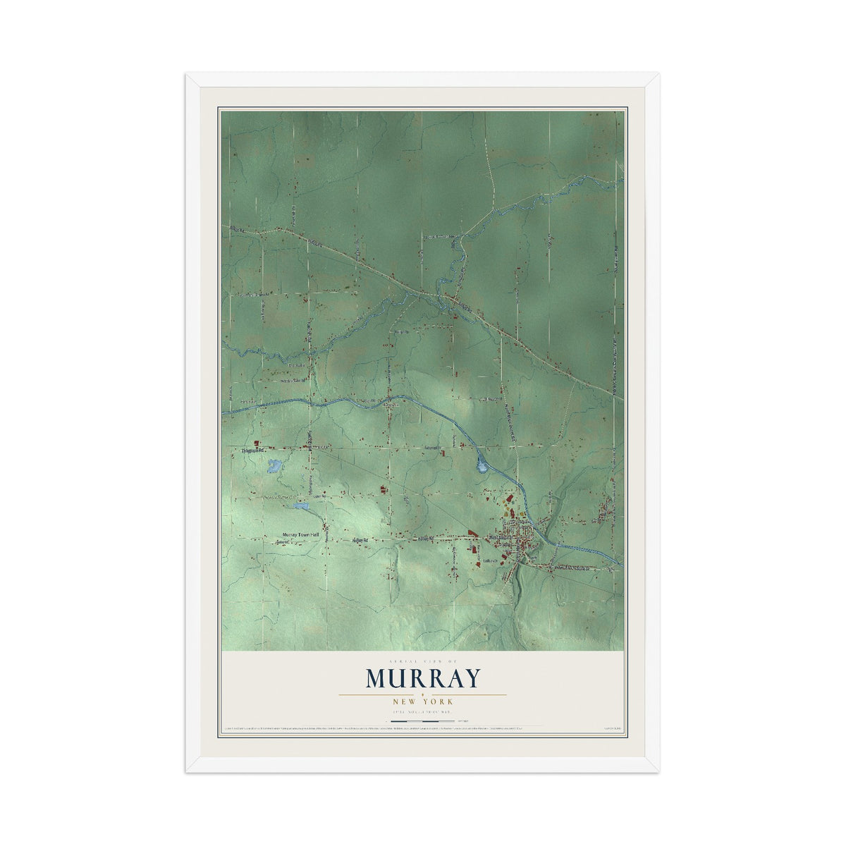 Murray, New York map print, 12" x 18" W/ White Ayous Wood Frame mockup