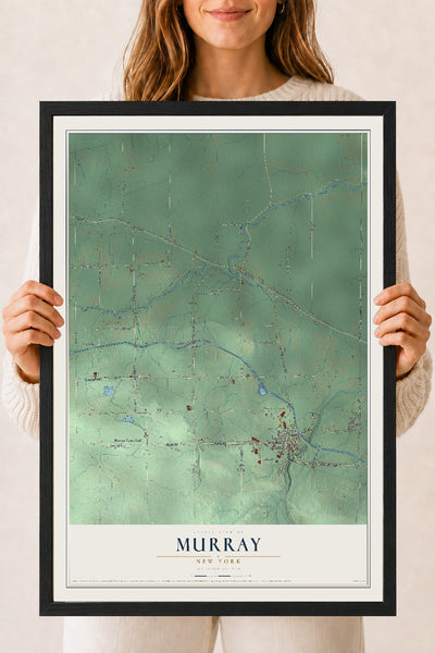 Murray, New York map print, 18" x 24" W/ Black Ayous Wood Frame mockup