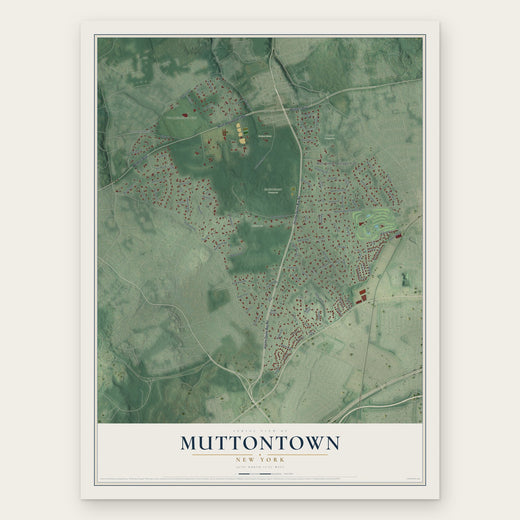 Muttontown, New York map print, the full design