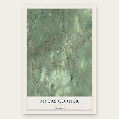 Myers Corner, New York map print, the full design