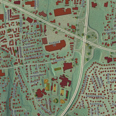 Close-up 1 of the Nanuet, New York map artwork