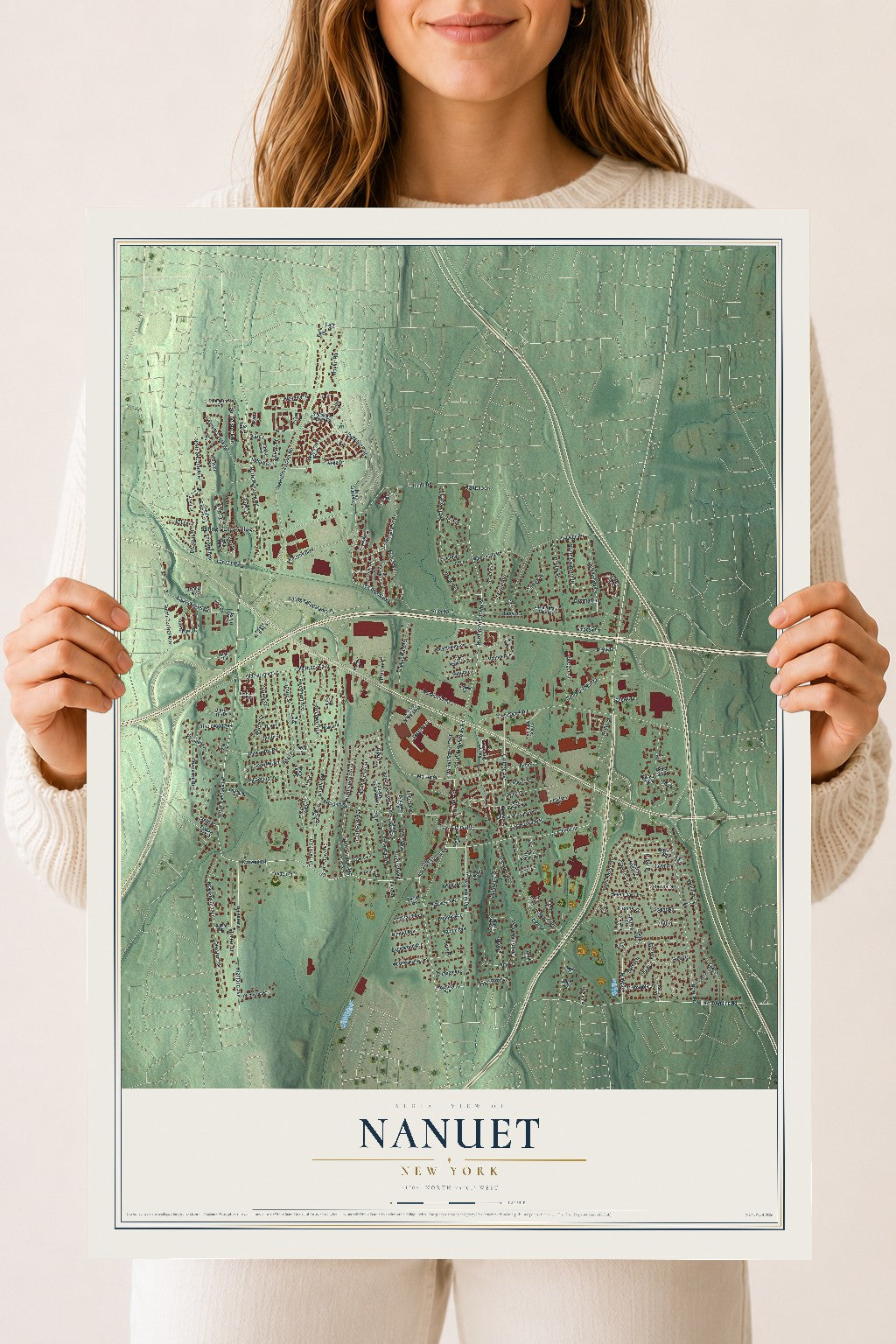 Nanuet, New York map print, 18" x 24" Archival Matte Print mockup