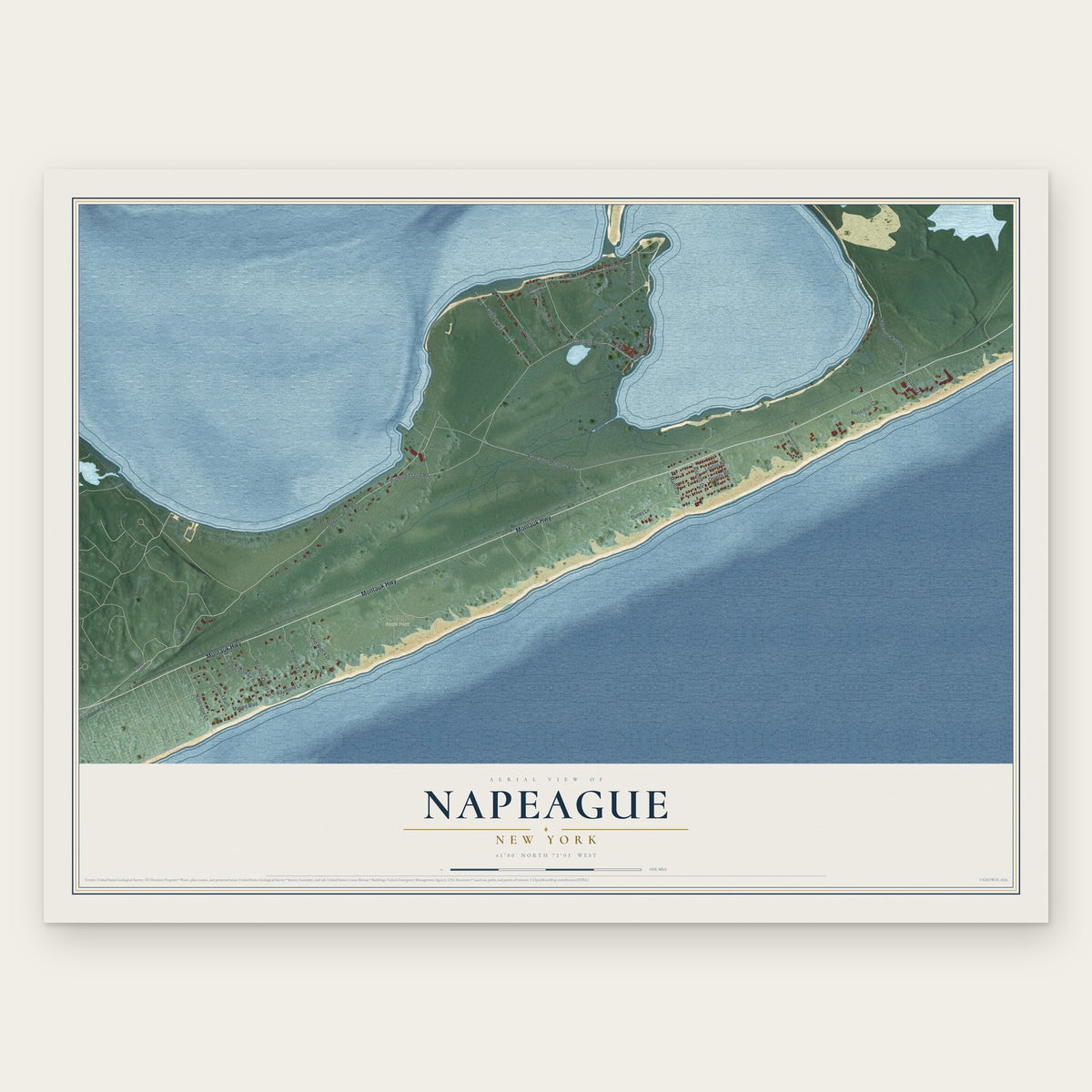 Napeague, New York map print, the full design