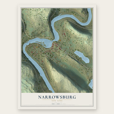 Narrowsburg, New York map print, the full design