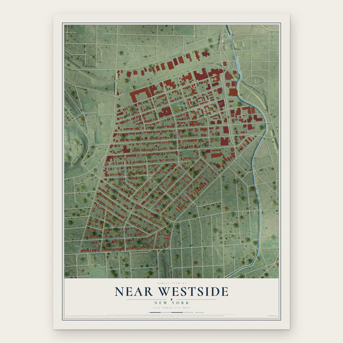 Near Westside, New York map print, the full design