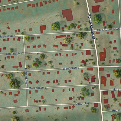 Close-up of the map of Nedrow, New York print showing street and building detail