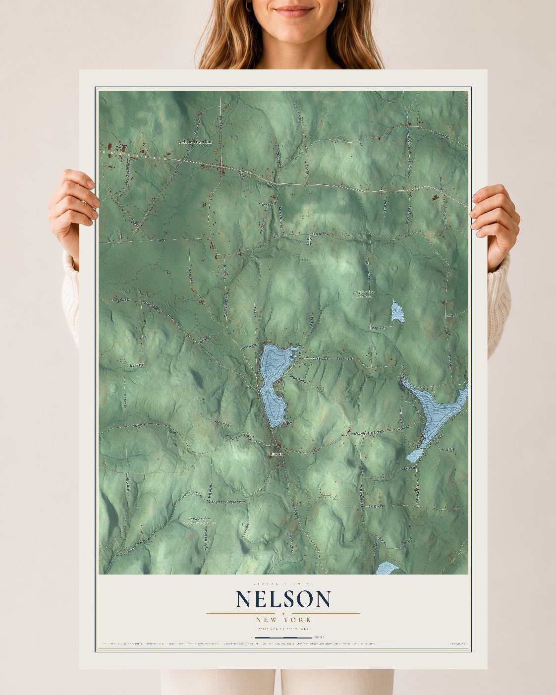 Nelson, New York map print, 24" x 36" Archival Matte Print mockup