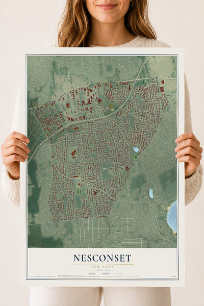 Nesconset, New York map print, 18" x 24" Archival Matte Print mockup