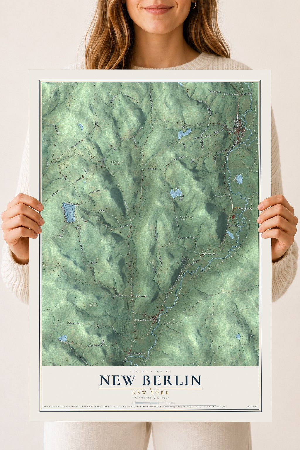 New Berlin, New York map print, 18" x 24" Archival Matte Print mockup