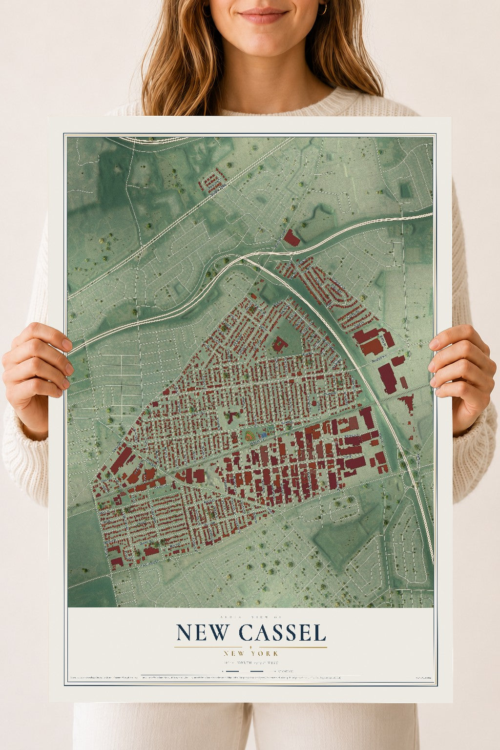 New Cassel, New York map print, 18" x 24" Archival Matte Print mockup