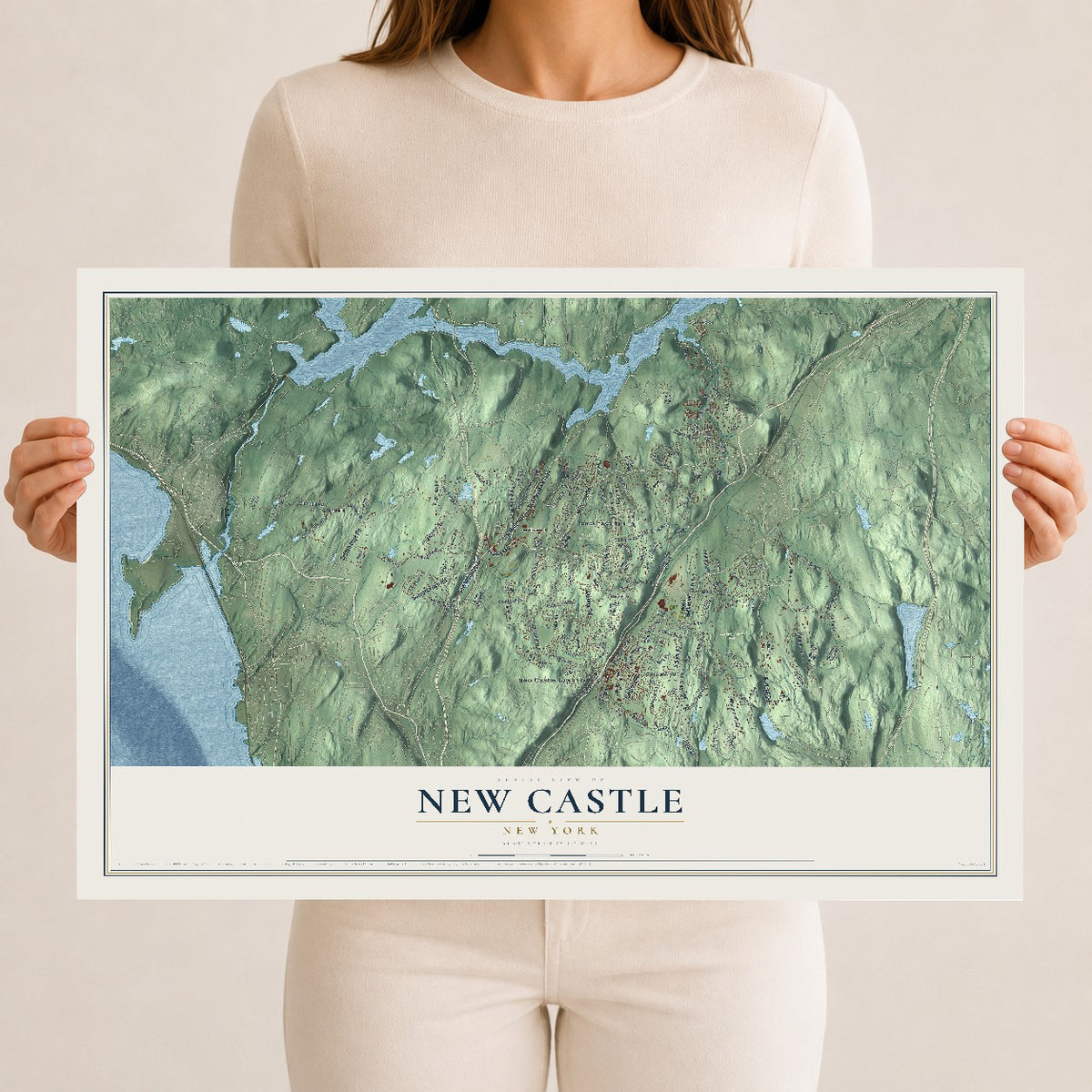 New Castle, New York map print, 12" x 18" Archival Matte Print mockup