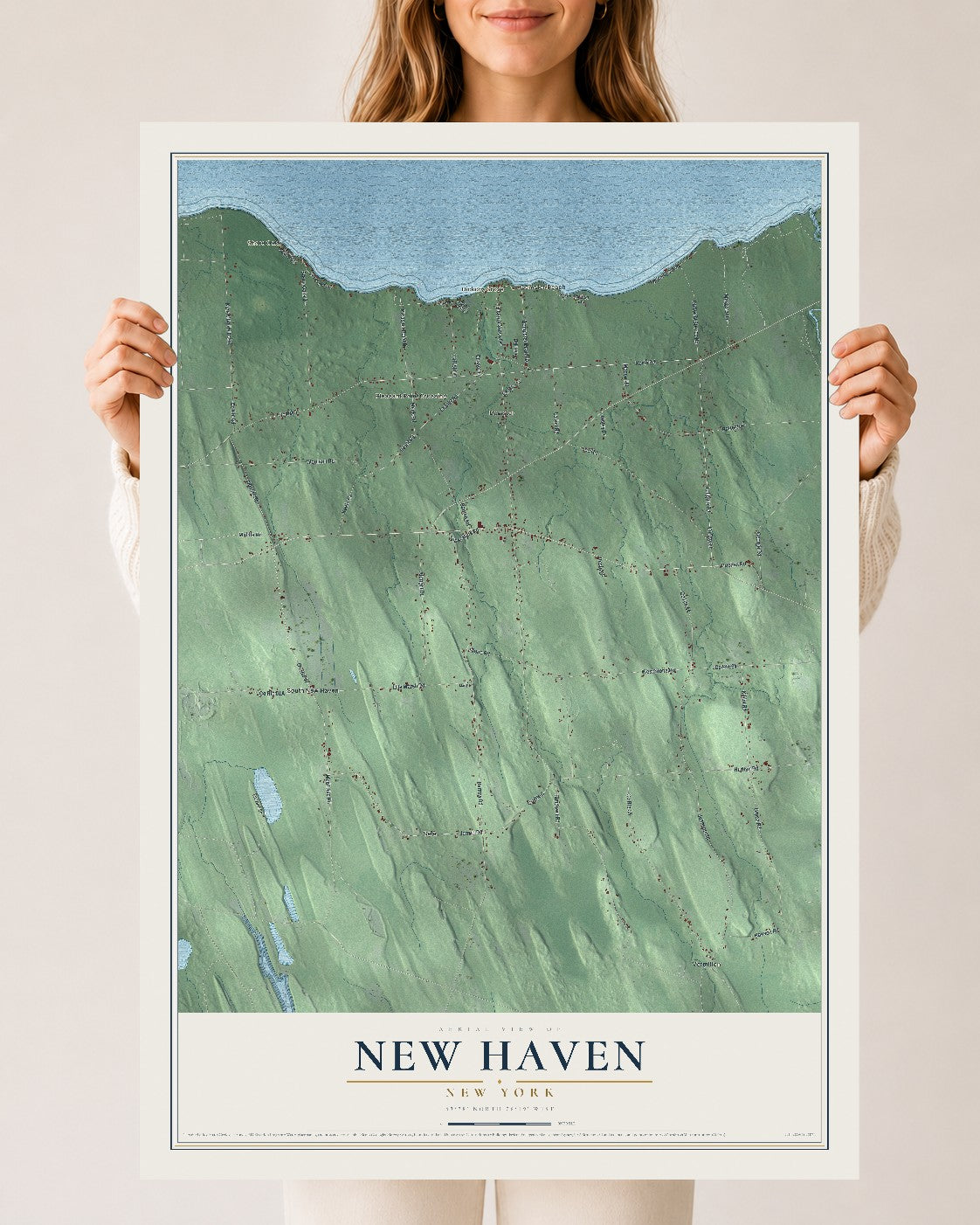 New Haven, New York map print, 24" x 36" Archival Matte Print mockup