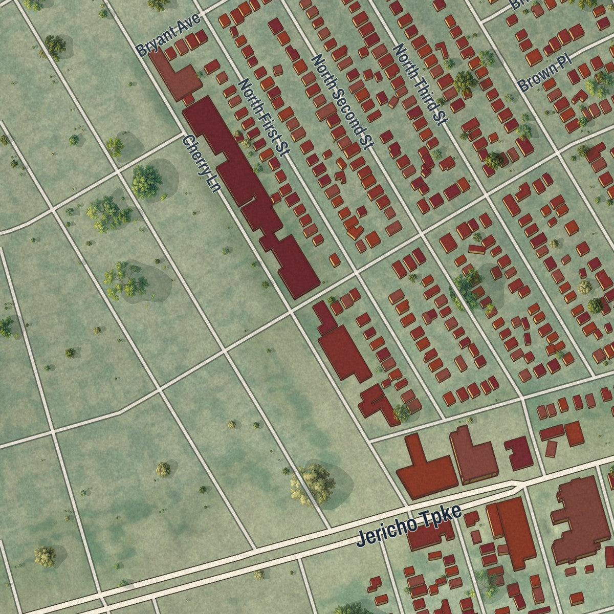 Close-up 2 of the New Hyde Park, New York map artwork