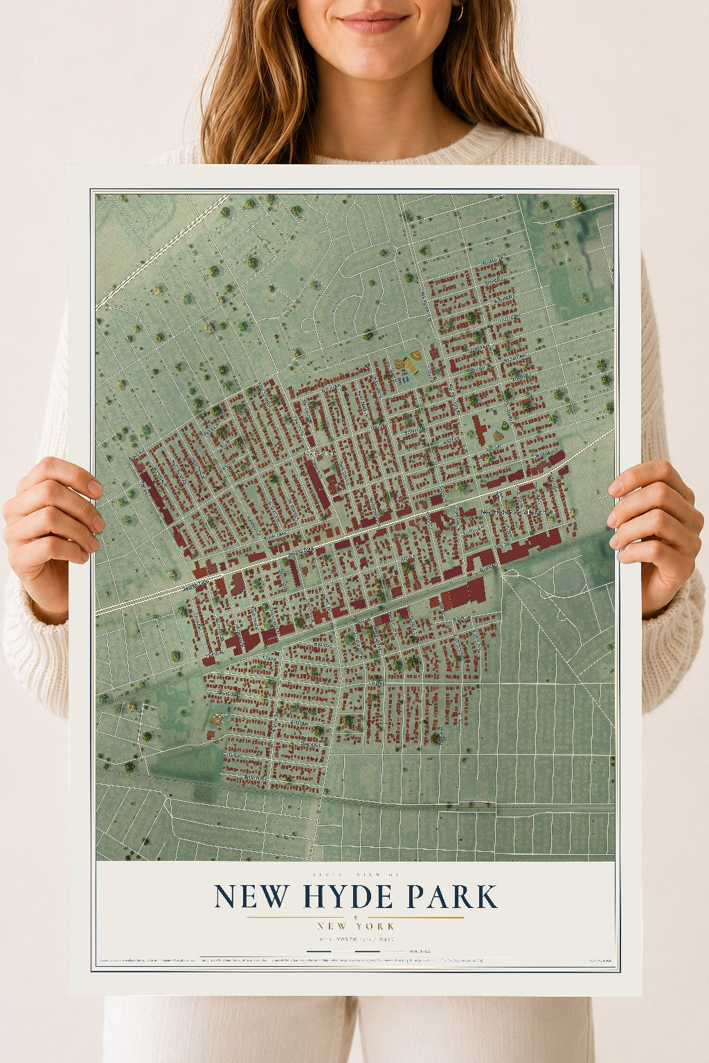 New Hyde Park, New York map print, 18" x 24" Archival Matte Print mockup