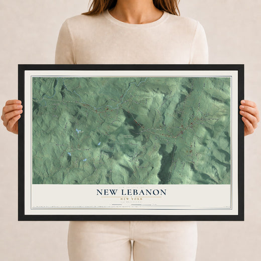 Map of New Lebanon, New York, 12 x 18 inch print in a black wood frame