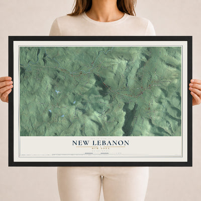 Map of New Lebanon, New York, 18 x 24 inch print in a black wood frame