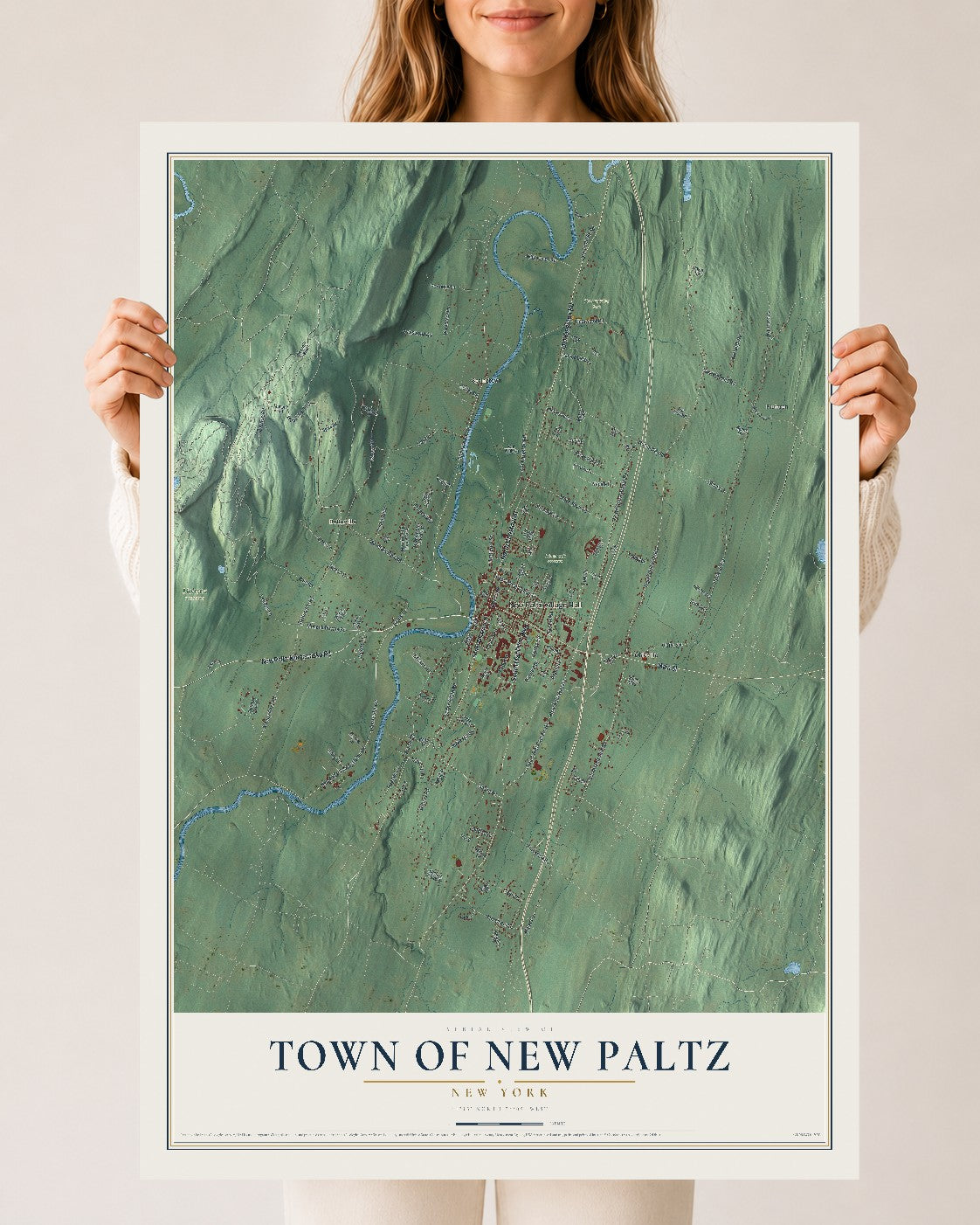 New Paltz, New York map print, 24" x 36" Archival Matte Print mockup