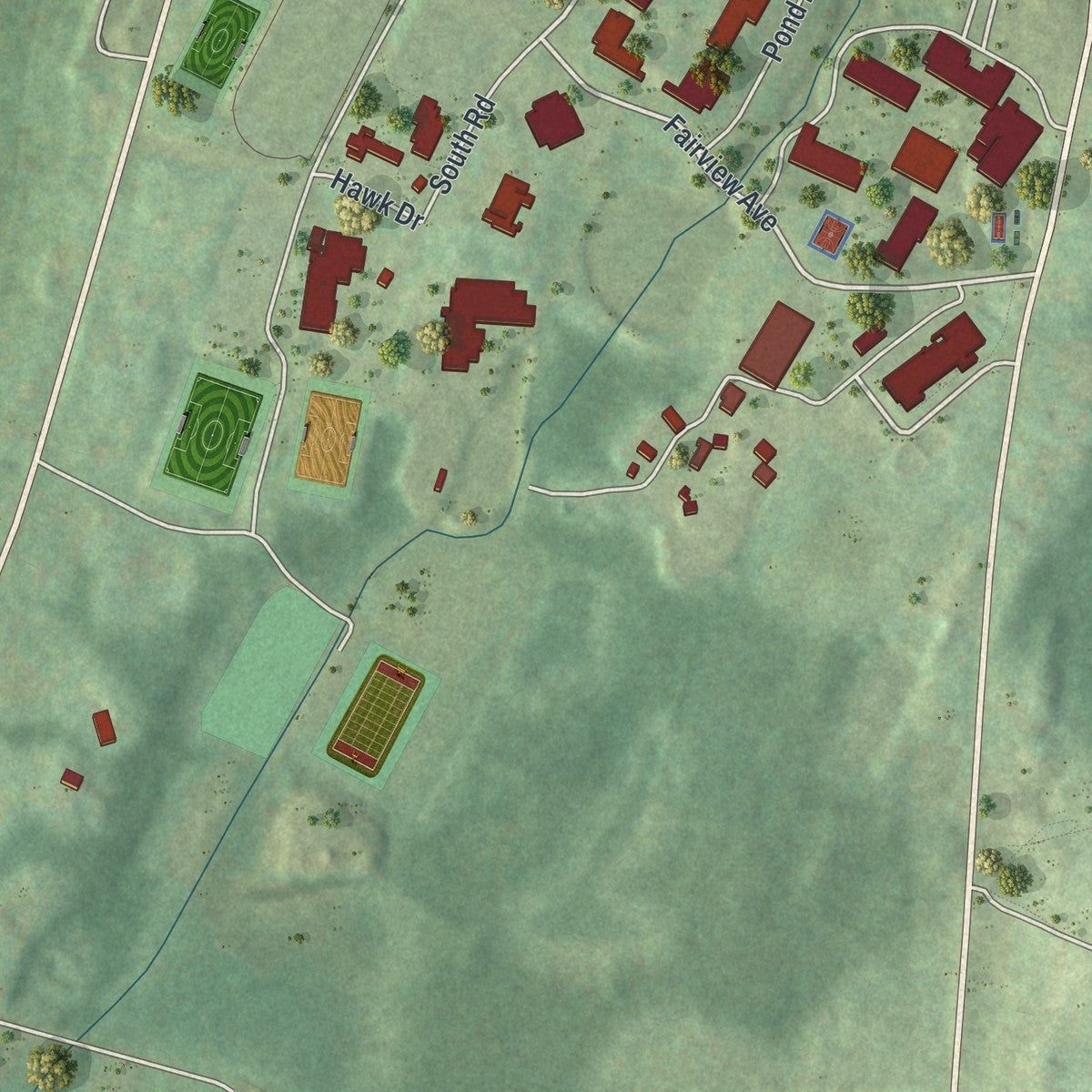 Close-up 2 of the New Paltz, New York map artwork