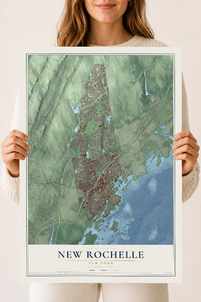 New Rochelle, New York map print, 18" x 24" Archival Matte Print mockup