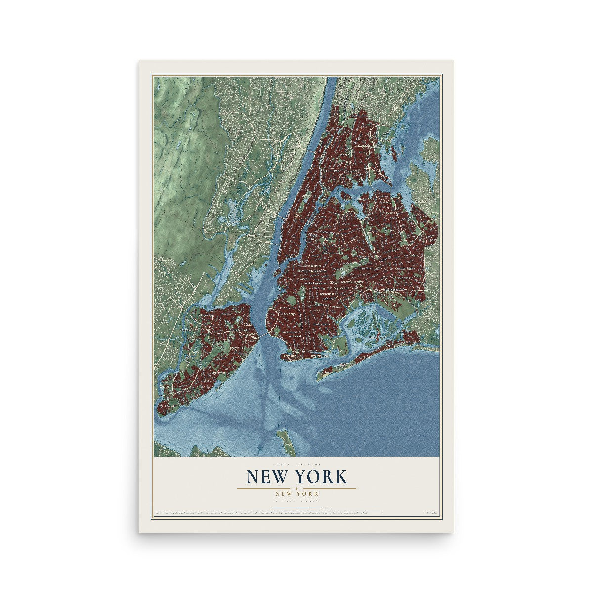 Map of New York, New York, 12 x 18 inch unframed archival matte print