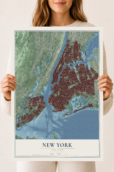 Map of New York, New York, 18 x 24 inch unframed archival matte print