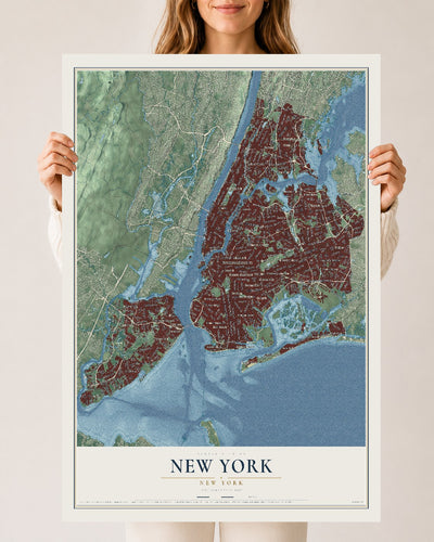 Map of New York, New York, 24 x 36 inch unframed archival matte print