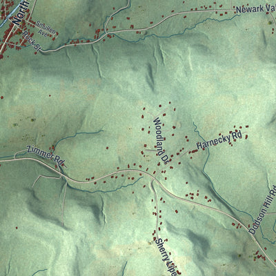 Close-up 1 of the Newark Valley, New York map artwork