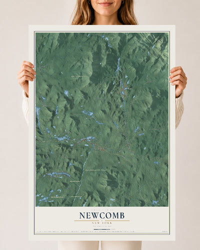 Newcomb, New York map print, 24" x 36" Archival Matte Print mockup