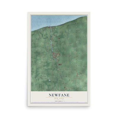 Newfane, New York map print, 12" x 18" Archival Matte Print mockup
