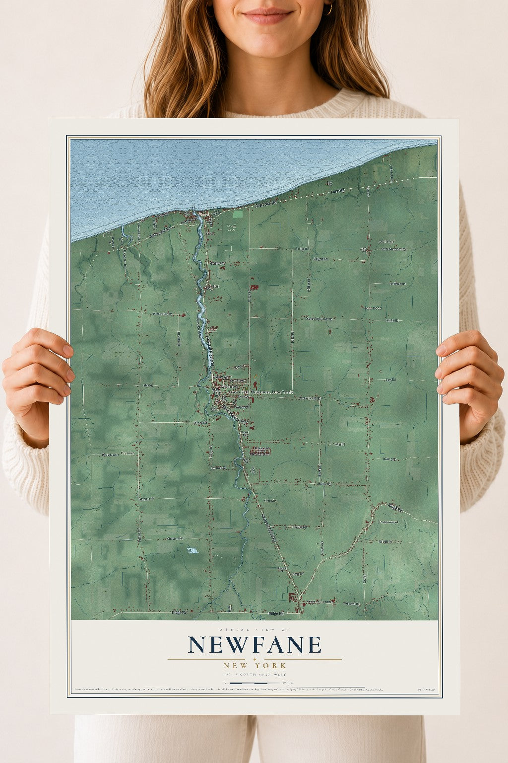 Newfane, New York map print, 18" x 24" Archival Matte Print mockup