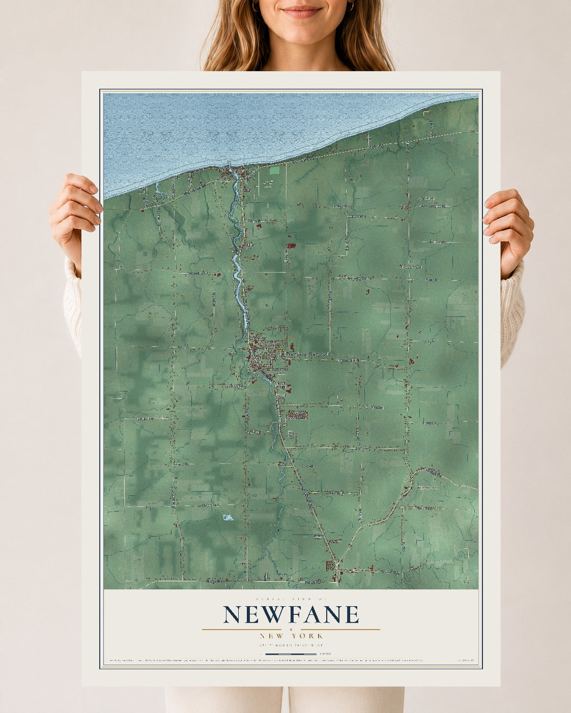 Newfane, New York map print, 24" x 36" Archival Matte Print mockup