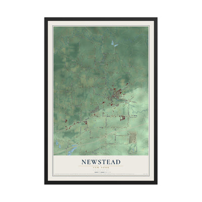 Newstead, New York map print, 12" x 18" W/ Black Ayous Wood Frame mockup