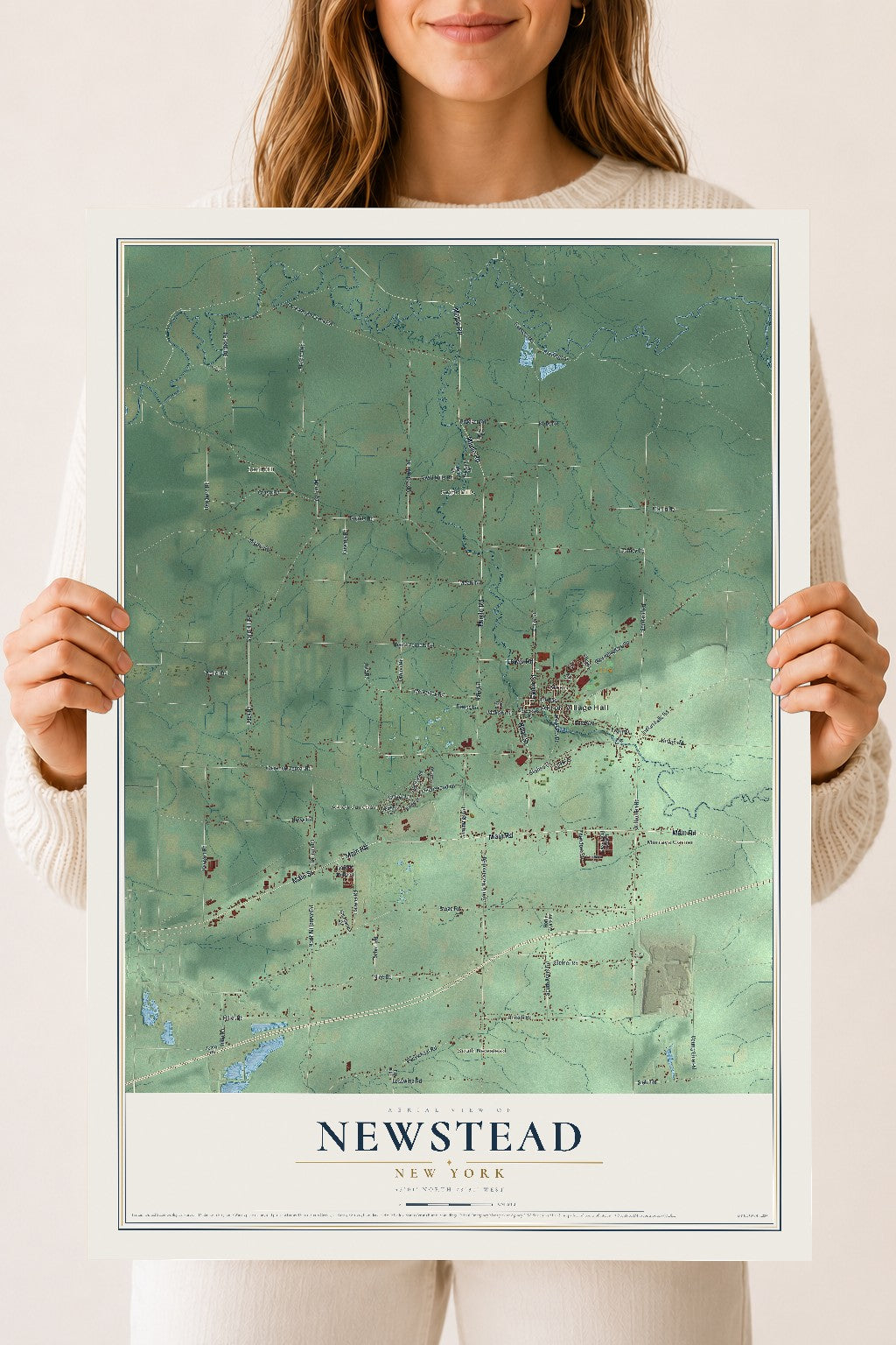 Newstead, New York map print, 18" x 24" Archival Matte Print mockup