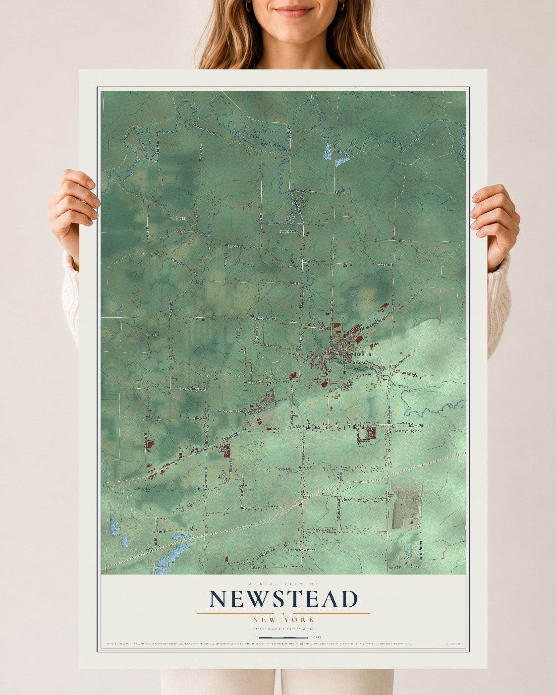 Newstead, New York map print, 24" x 36" Archival Matte Print mockup